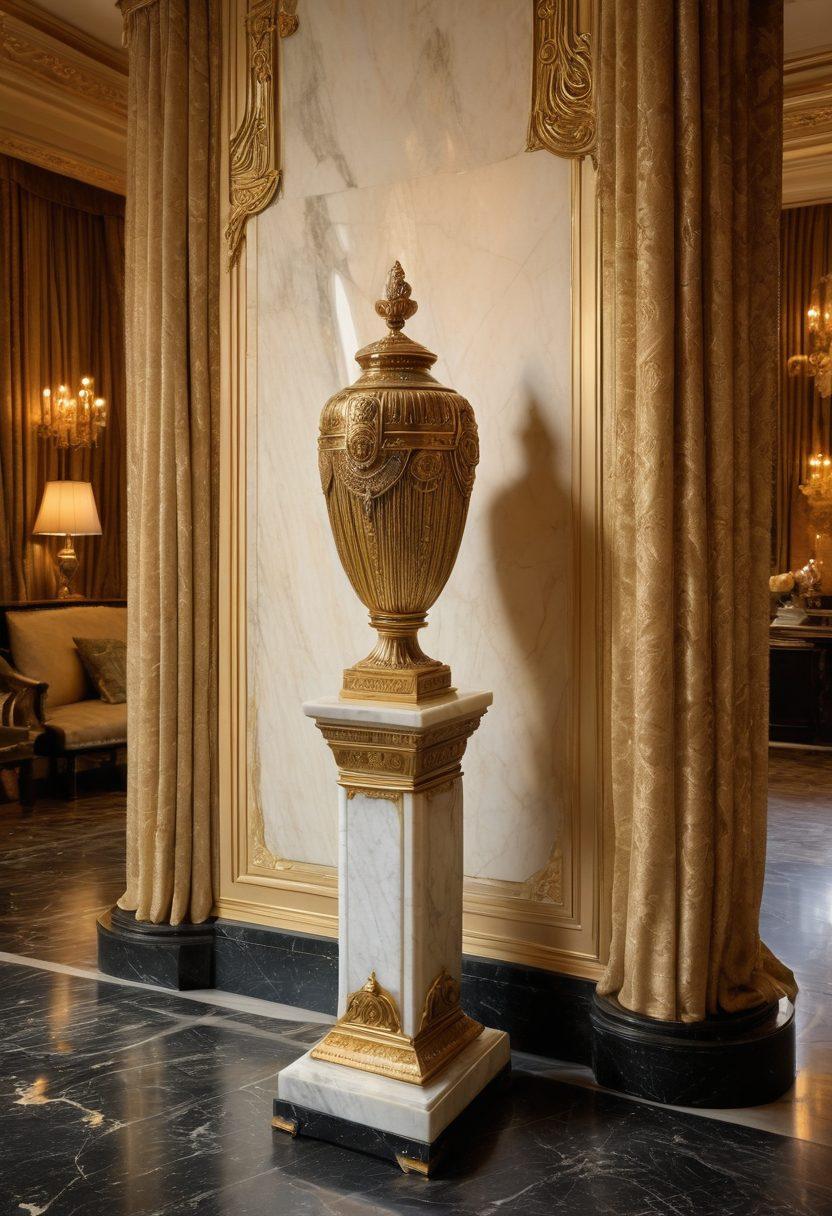 A luxurious palace interior adorned with rich, opulent drapery and intricate, golden motifs. In the center, an elegant, marble pedestal showcasing an ornate, jewel-encrusted box halfway open, glowing and emanating a soft, sensual light. The ambiance is inviting and intimate, tinged with hints of mystery and allure. Art Deco style. Vibrant colors.